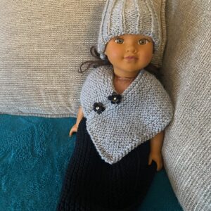 Grey Poncho and Matching Hat Set
